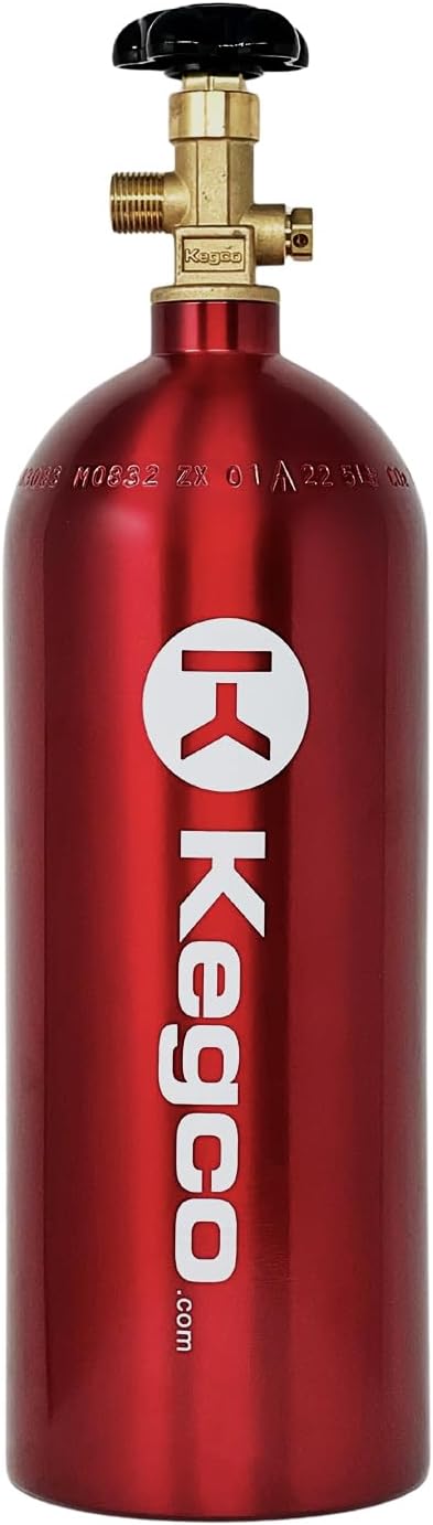 Kegco 3PB5-RED 5 lb. Aluminum Co2 Tank with Electric Red Epoxy Finish