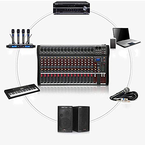 Bluetooth Studio Audio Mixer Live Sound Mixing Console Desk System Interface With Usb Drive For Pc Recording Input Ac 110V 50Hz 18W For Professional And Beginners Recording Function (16 Channel) #TOP3