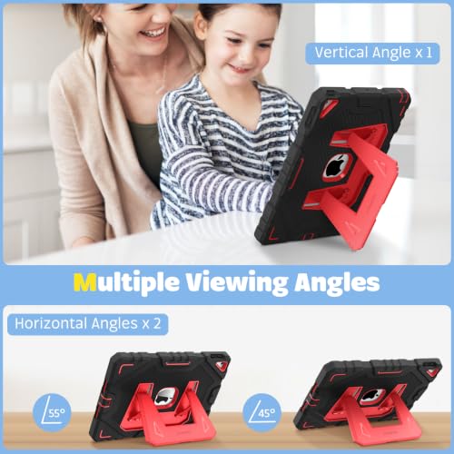 Image of Fintie Kid-Friendly Case for iPad 9th / 8th / 7th Generation 10.2 Inch | Fully-Body Rugged Heavy Duty Shockproof Cover, Portrait & Landscape Viewing, Built-in Kickstand, for Girls /Boys, Black /Pink