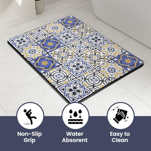 Image of MAXOSHINE PVC Bathroom Mats Anti Slip | Water Absorbent Bath Floor Mat | Quick Dry Anti Skid Bathroom Mats for Home | Door Mat for Wet Area 40x60 CM