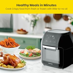 CHEFMAN Multifunctional Digital Air Fryer+ Rotisserie, Dehydrator, Convection Oven, 17 Touch Screen Presets Fry, Roast, Dehydrate, Bake, XL 10L Family Size, Auto Shutoff, Large Easy-View Window, Black 3 51nmRdXeTPL. SS300