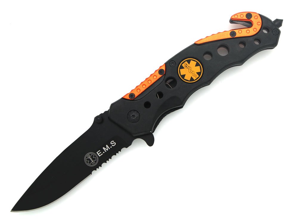 Snake Eye TacticalRescue Style Action Assist Knife 4.5" Razor Sharp Camping Survival
