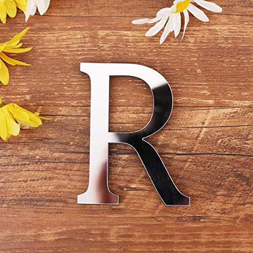 3D DIY Lettres Alphabet Décoratives Argent, Créatif Acrylique Surface du miroir Alphabet 26 lettres autocollant mural Fête de la décoration de la maison (R) Cover