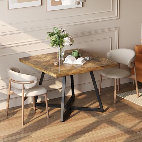 APICIZON Esstisch 80x80 cm Küchentisch klein Esszimmertisch für 4 Personen Kleiner Esstisch Holz Quadratischer Dining Table für kleine Räume Moderner Couchtisch für die Wohnung Retro Braun