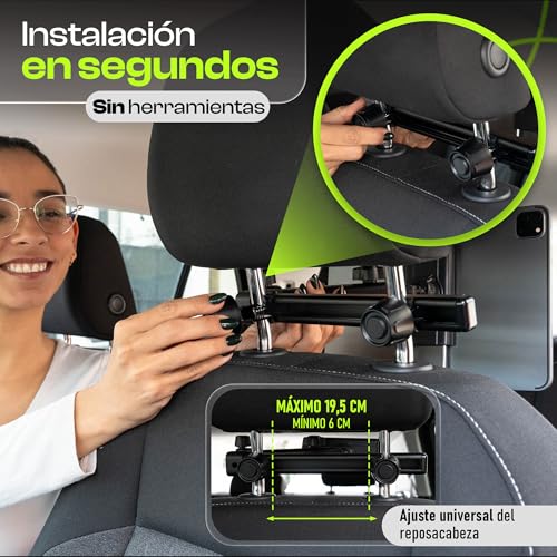 Soporte tablet coche MONVIX con brazo extensible robusto y materiales premium 5