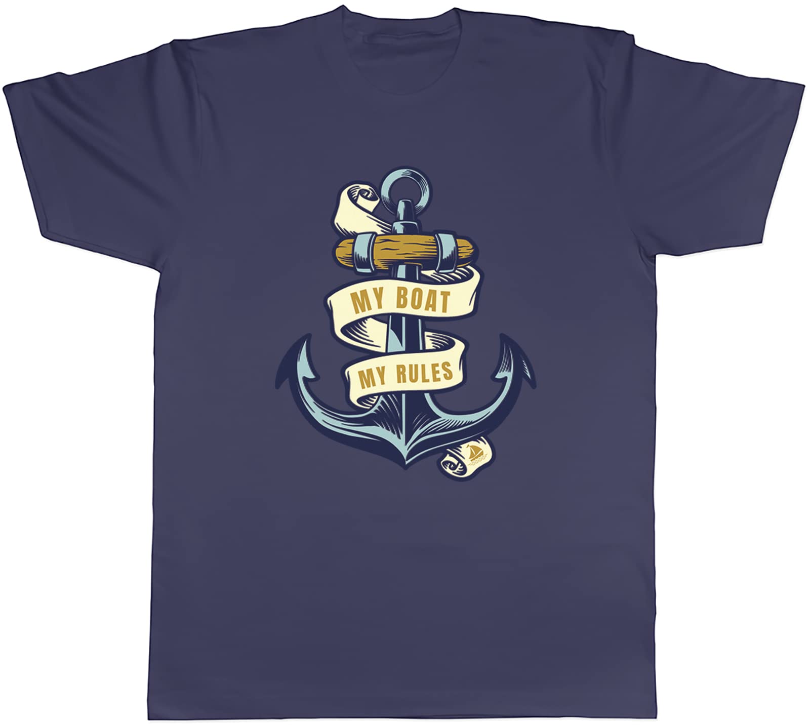 ShopagiftMy Boat My Rules Mens T-Shirt Funny Sailor Sailing Anchor Tee Gift
