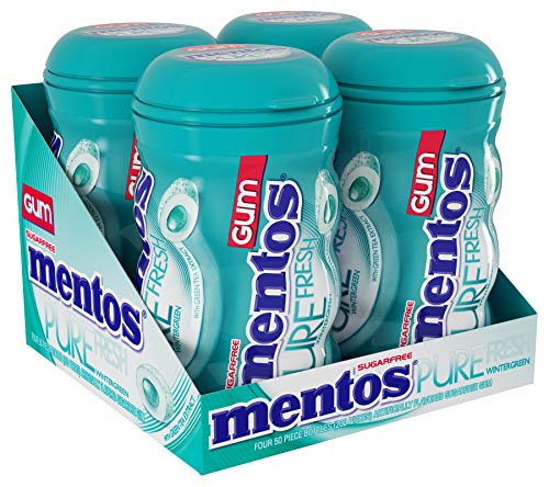 Mentos Pure Fresh Sugar-Free Chewing Gum with Xylitol, Halloween Candy, Bulk, Wintergreen, 50 Count, Pack of 4