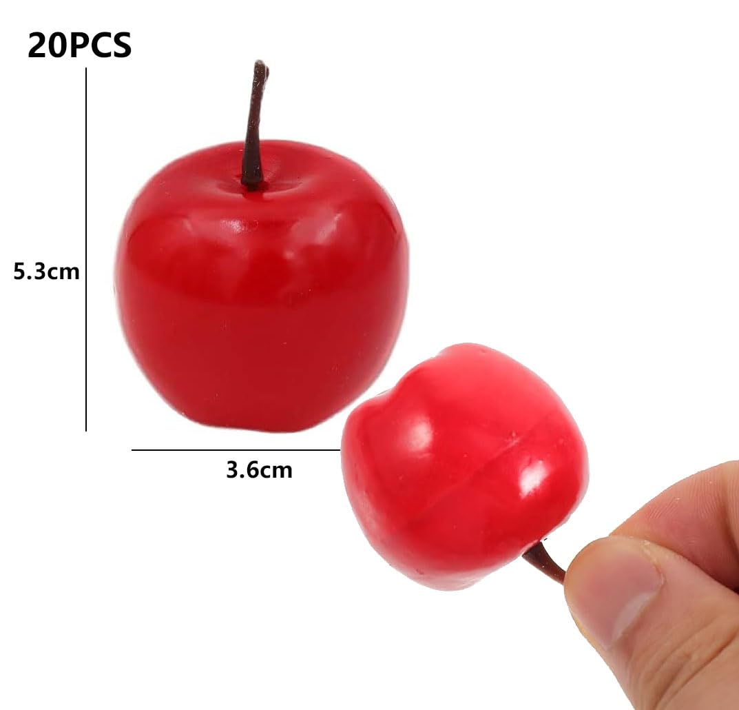 40 Mini Mele Finte Rosse In Plastica, 3,5 Cm, Per Decorazioni E Lavoretti Creativi - 3