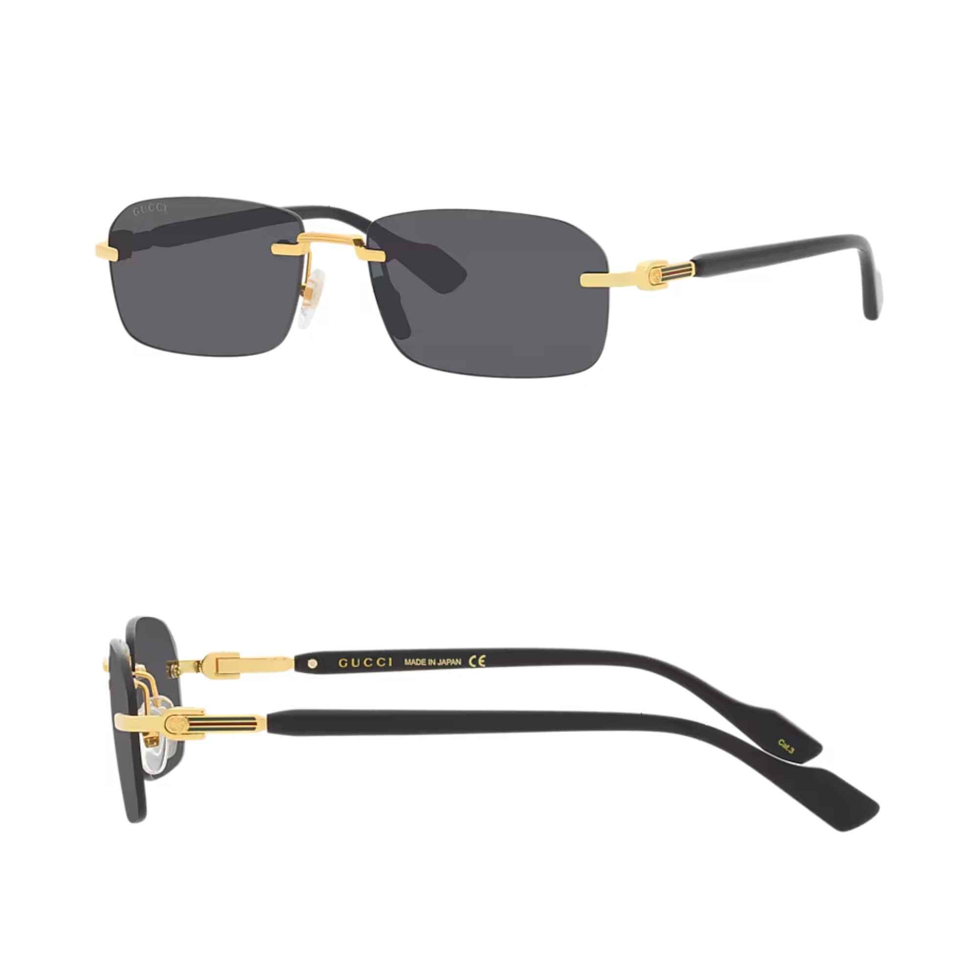 Gucci GG1221S GG Interlocking Logo Pilot-Shaped Non-Polarized Sunglasses for Men – Includes Luxury Eyewear Kit – Gold Frame with Gray Lens