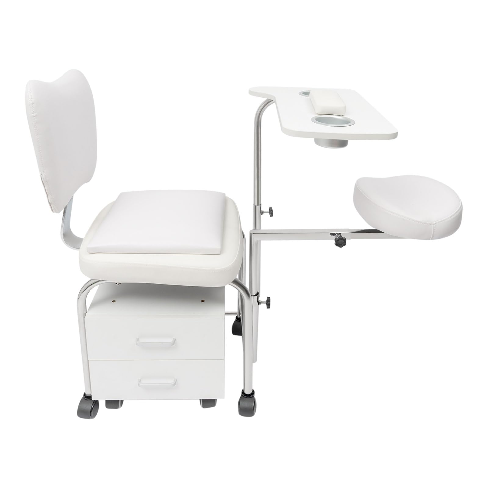 Silla de pedicura y manicura profesional con ruedas giratorias, cajones, ajustable para salones de belleza