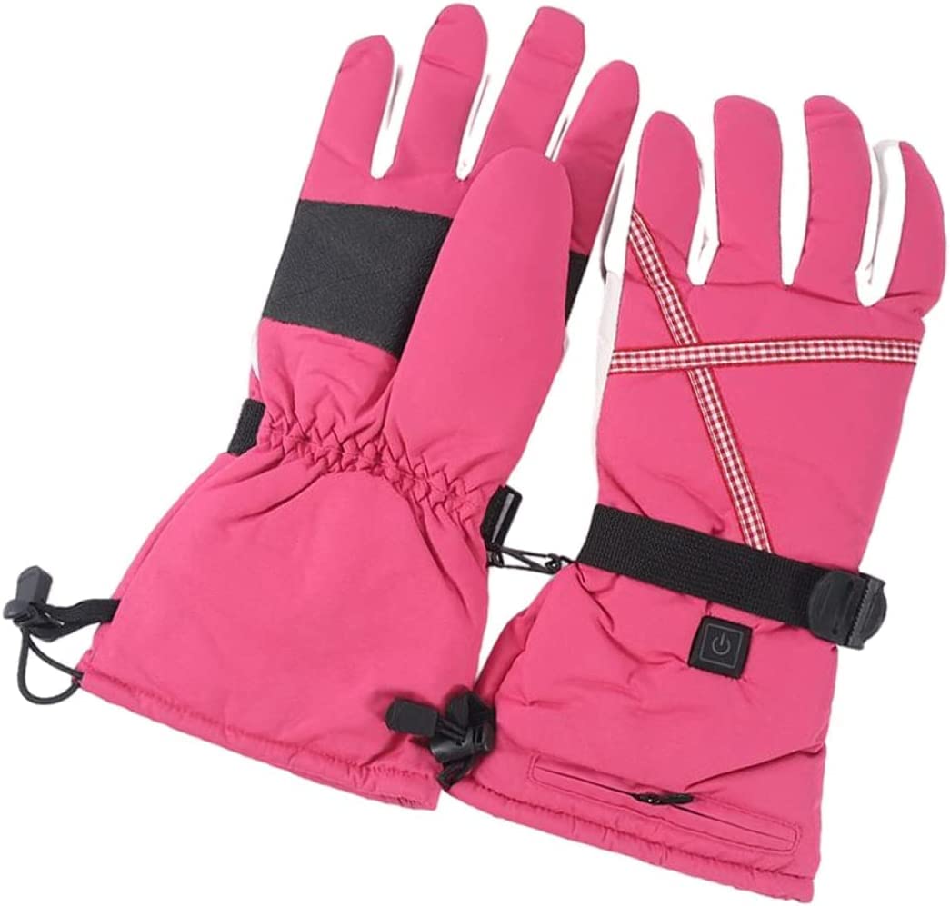 CHEWYNP Guanti riscaldati Guanti Termici elettrici alimentati a Batteria Rosa Ricaricabili, per Ciclismo all'aperto Montorcycle Campeggio Escursionismo Sci-1 Paio M