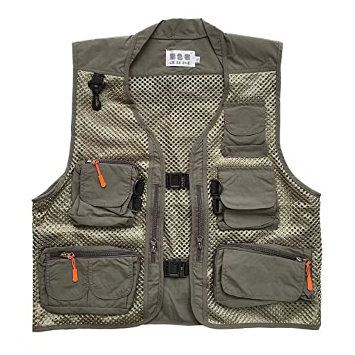 Men Mesh Breathable Multi-Pocket Vest Outdoor Travelers Fly Fishing Photography