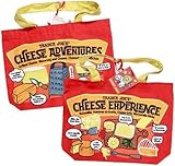 2 Pack Trader Joes Cheese Adventures Reusable Shopping Tote Bag, Red and Yellow, Limited Edition New