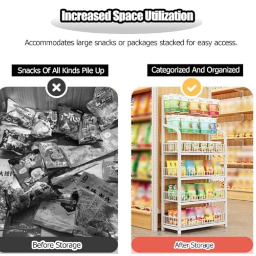 Scaffale espositivo in Metallo per Snack a 4/5 Ripiani, Ideale per Negozi, Cinema e Altri luoghi di Vendita al Dettaglio. Un Pratico espositore Versatile per Snack, Perfetto per la Vendita e