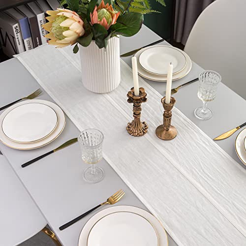 Linkslove Home Linen Table Runner - 14X63 Inches,100% Pure Linen White Table Runner For Thanksgiving, Christmas, Holidays, Winter – Vintage, Rustic (14X63, White) #TOP4