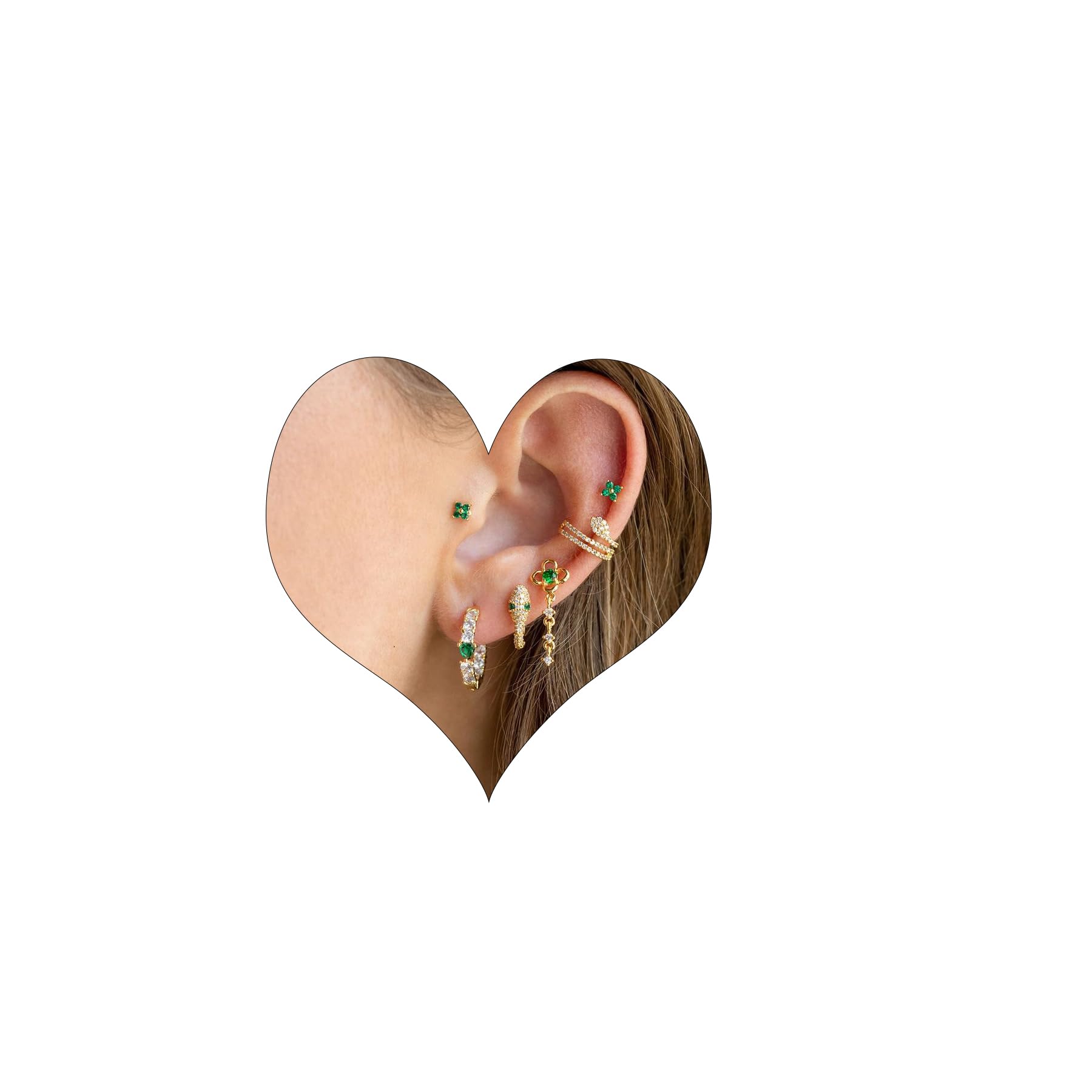 Piercing Ohr Gold Ohrringe Set für Mehrere Ohrlöcher Helix Piercings für Damen 14K Vergoldet Ohrstecker Set Klein Creolen Gold Ohrringe Knorpel Ohrstecker Conch Tragus Piercing Gold