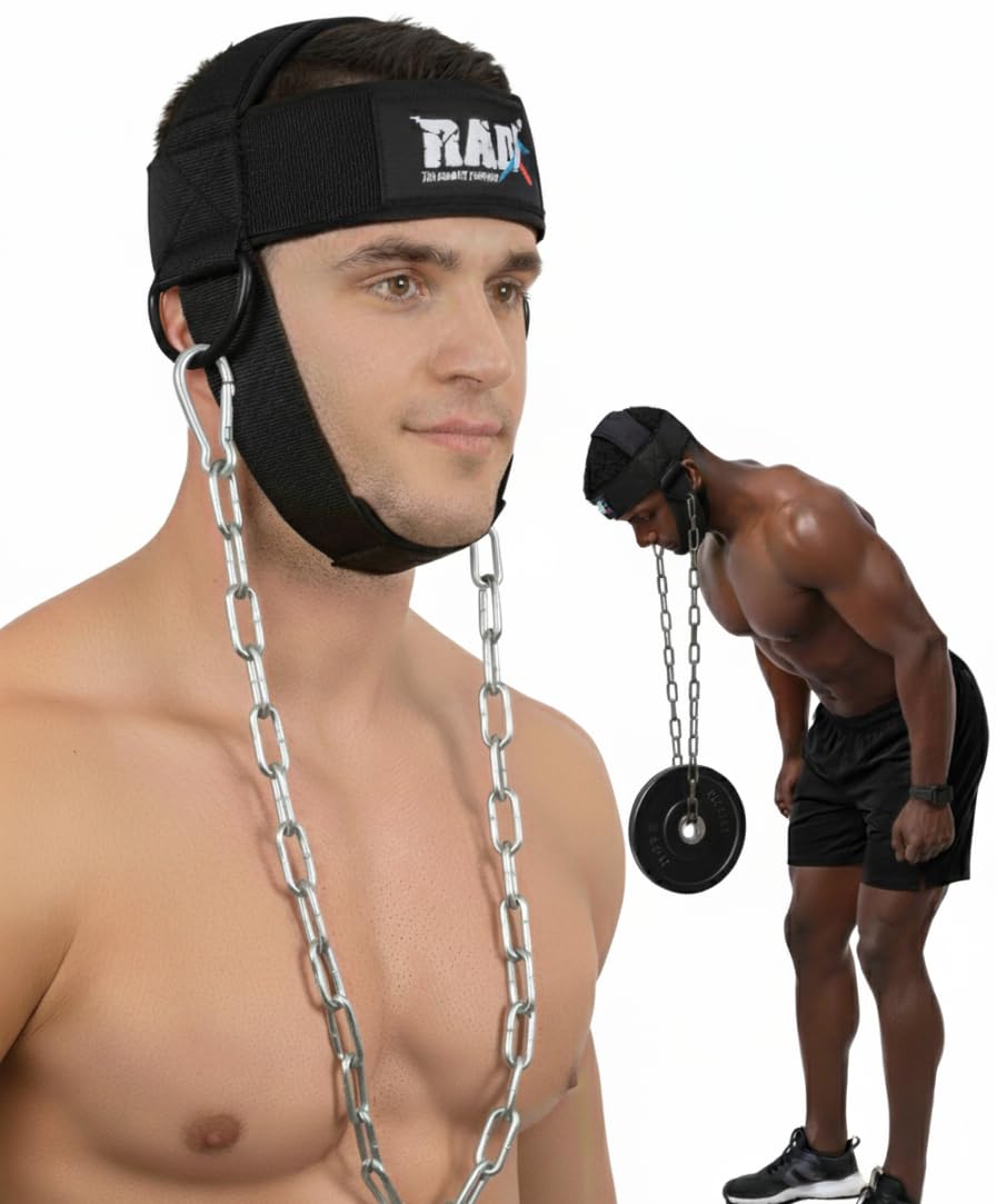 RAD Neck Harness for Neck Lifting and Weight Training | Neck Trainer with Neoprene Padding and Adjustable Chain | Improve Neck Strength and Reduce Pain
