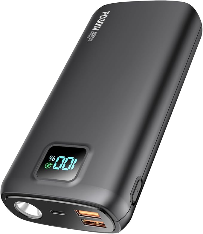 Portable-Charger-Power-Bank - 40000mAh Power Bank PD 30W and QC 4.0 Quick Charging Built-in Bright Flashlight LED Display 2 USB 1Type-C Output for Most Electronic Devices on The Market (Matte Black)