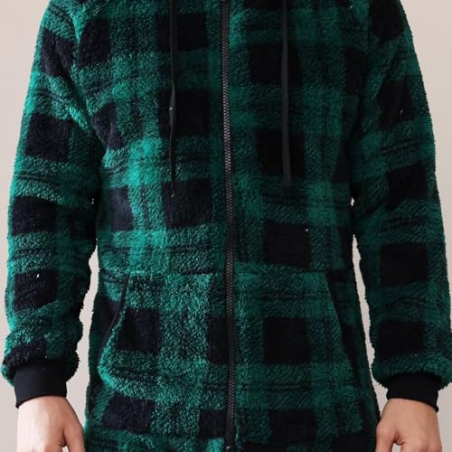 Lu's Chic Men's Hooded Onesie Pajamas Lightweight Fuzzy Fleece Zip Up Jumpsuit Long Sleeve Long Pants One Piece Pjs2