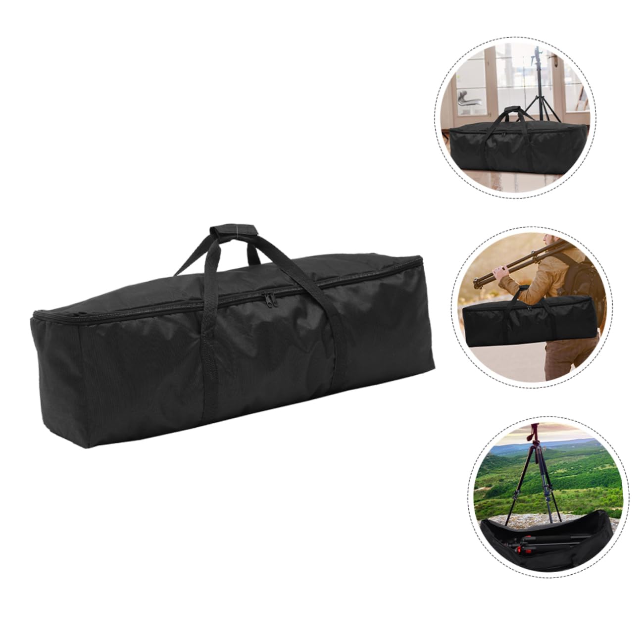 2 Pezzi Borsa per Treppiede Oxford Nero, Pieghevole Cerniera, Grande Capacità per Fotografi in Viaggio