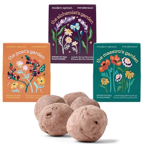 Modern Sprout Bespoke Blooms Flower Seed Ball Kit (Pack of 3) Non-GMO, 15 Hand Rolled Annual & Perennial Wildflower Seed Bombs - Planting Gift for Gardeners, Flower Party, Wedding Favors - Made in USA