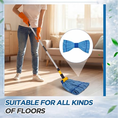 Image of Hushee 1 Pack Large Microfiber Tube Mop Heads 18 oz Heavy Duty Commercial Industrial Wet Mop Head Refill Reusable Machine Washable Looped End Mopheads for Hardwood, Tile, Laminate Floors (Blue)