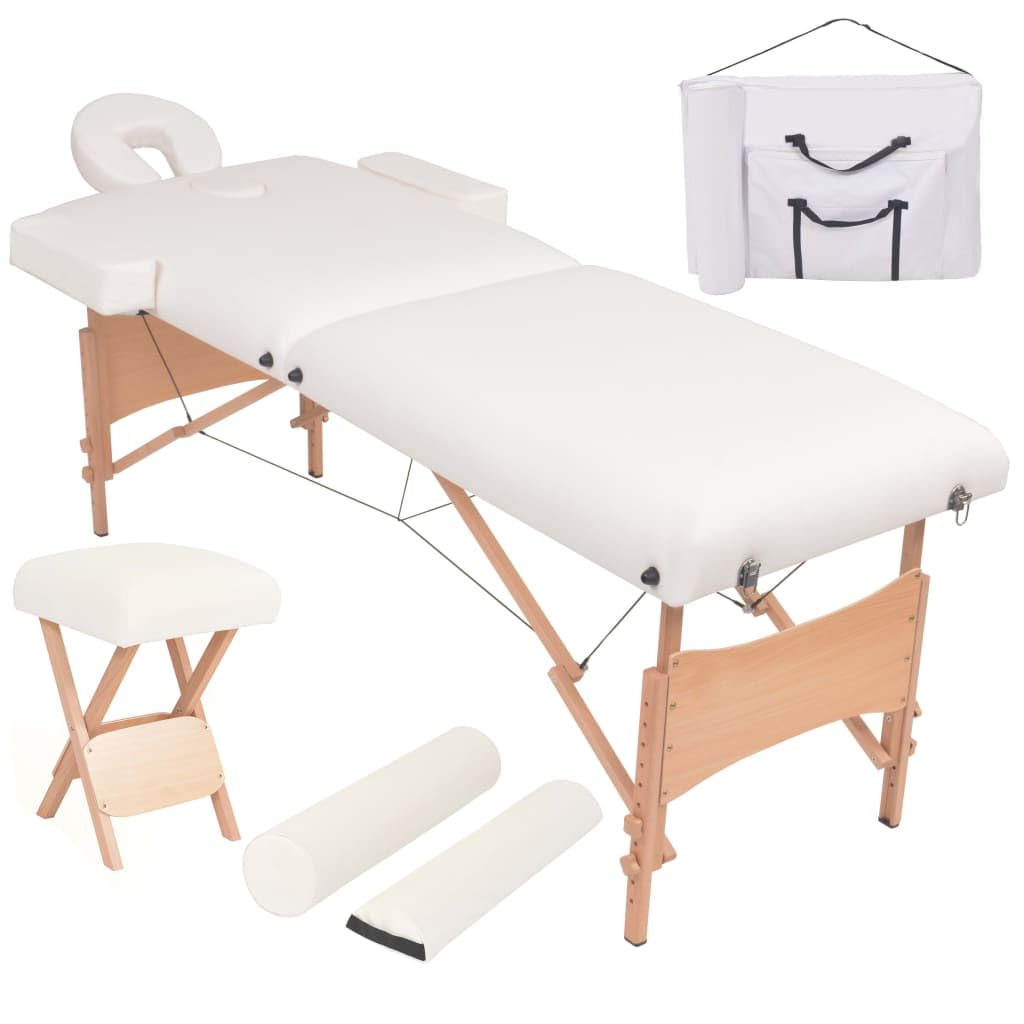 Massageliege 2-Zonen mit Hocker Klappbar 10 cm Sitz Weiß,Gesundheit & Schönheit,Körperpflege,Massage & Entspannung,Massagetische,Weiß,22.25 kg-110154