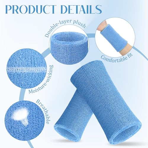 Image of WILLBOND 6 Inch Wrist Sweat Bands for Men Women Tennis Elastic Athletic Long Sweatband Wrist Absorbent for Basketball Tennis Running Outdoor Activity