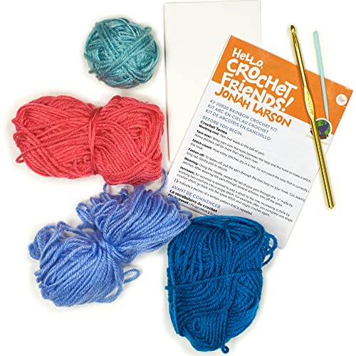Boye Jonah\'s Hands Rainbow Wall Decoration Beginners Crochet Kit for Kids and Adults, Finished Project 8\" x 8\", Multicolor 5 Piece - Thumbnail 3
