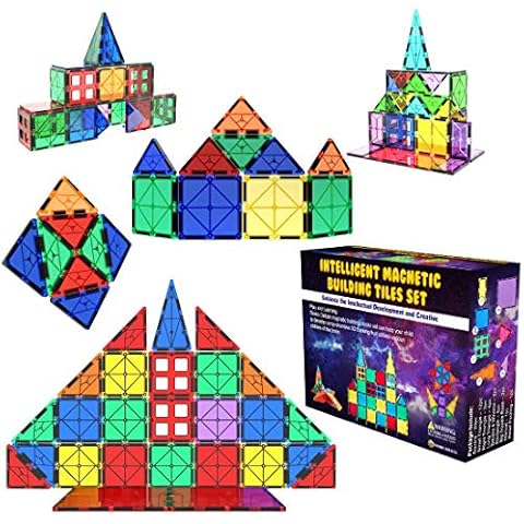 Desire Deluxe Magnetic Tiles Building Blocks Construction Toys for Boys & Girls 47pc - STEM Learning Educational Toy for Kids Age 3 4 5 6 7 8 Year Old Gift Cover