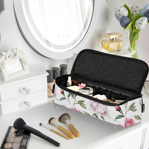 Bolso de viaje impermeable y tapete resistente al calor para planchas y rizadores de cabello Red Unique Peonies miniatura 6