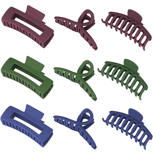 Canitor 9 PCS Hair Claw Clips, 4.3'' Hair Clips for Thick Hair Large Hair Clips for Women Big Hair Clips Acrylic Rectangular Banana Claw Clips Jaw Clips Non-slip Hair Clips