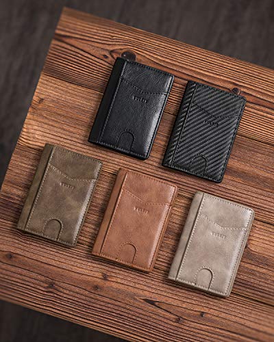 Image of VULKIT Bifold Front Pocket Slim Wallet RFID Blocking Minimalist Thin Leather Credit Card Holder Wallet for Men and Women Black