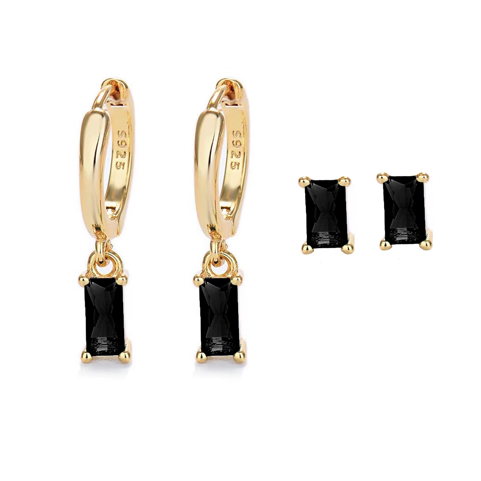 Orecchini A Cerchio Con Orecchini Pendenti, Orecchini Donna Lunghi Donna Oro 14K Orecchini Donna Oro Bambina e Uomo 2Pz