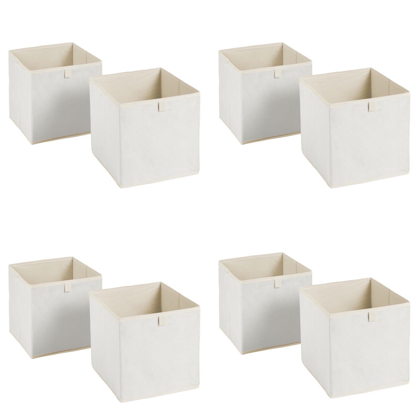 Ohs Natural Pack Of 8 Matte Velvet Cube Storage Boxes Home Organiser Toys Clothing Bathroom Pop Up Foldable Collapsible Storage Boxes Space Saving Shelves Organiser Cube Baskets,