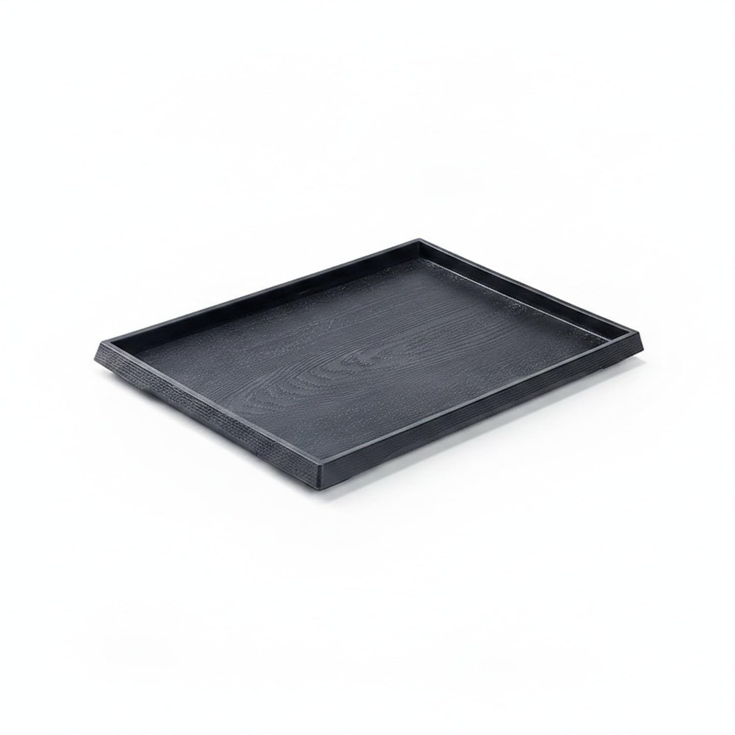 Bandeja rectangular de plástico PP para uso doméstico o comercial, efecto de grano de madera negra, diseño duradero para servir, organización y almacenamiento, solución versátil de cocina y oficina