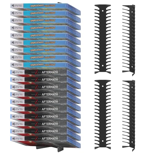 Video Game Storage Wall Mount - 4PCS Heavy-Duty Metal Game Case Holder Media Storage Shelves for PS, Xbox, DVD, Switch Game Organizer Display Stand, Holds up to 76