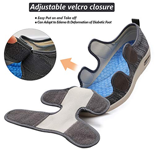 W&LESVAGO Men's Wide Width Diabetic Shoes, Air Cushion Lightweight Comfy Sandals Walking Shoes for Elderly Swollen Bandaged Feet Indoor/Outdoor3