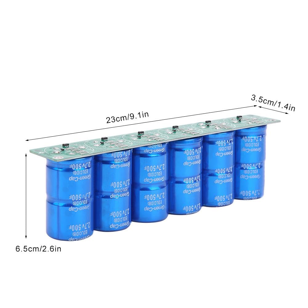 DEWIN Condensador Super Farad, 16 V, 83 F, 6 condensadores de 2,7 V, 500 F, conexión en serie para arranque automático, accionamiento solar del motor, circuitos de reloj