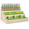 3 tier raised garden beds outdoor fir wood raised garden bed planter box flower bed wooden planter kit for gardening vegetable herb  urban country home decor