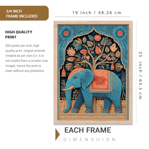 Image of kotart Madhubani Art Wall Painting Traditional Home Decoration With Frame For Living Room Bed Room Hotel Wall Decor Digital Reprint Set of 3 (19X25 INCH)