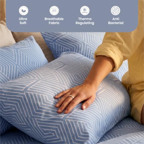 Image of Mush Aura Collection 300 TC Bamboo Pillow Covers Set of 2 | Bamboo Pillow Case for Hair & Skin, Ultra Soft Cooling Pillow Case, Breathable Smooth Pillowcase for Everyday Comfort (Sky Blue)