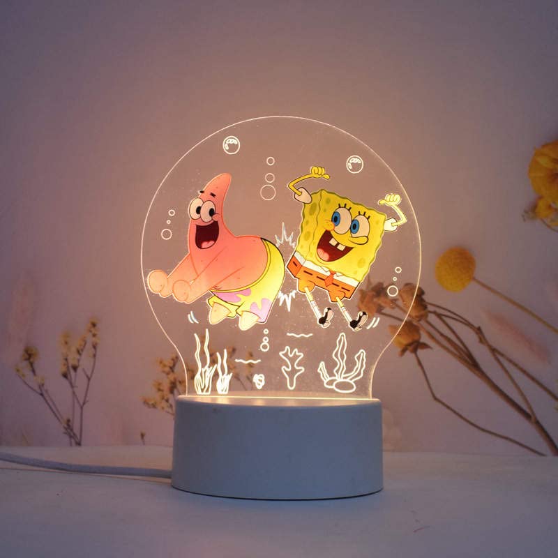 3D LED Decorative Lamp, Colorful Night Light Optical Illusion Lamp for Bedside Table. Ideal Gift for Birthday, Christmas... (Spongebob)