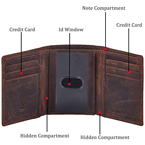 Wallet for Men Trifold Real Leather RFID Blocking Credit Card Case with ID Window in Gift Box4