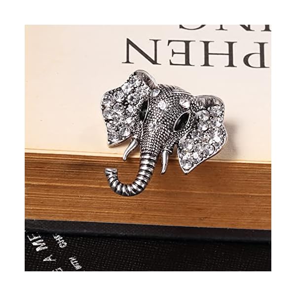 2PCS Animal Brooch Vintage Alloy Inlaid Rhinestone Female Elephant Collar Brooch Pin Badge for WOMEN - Image 3