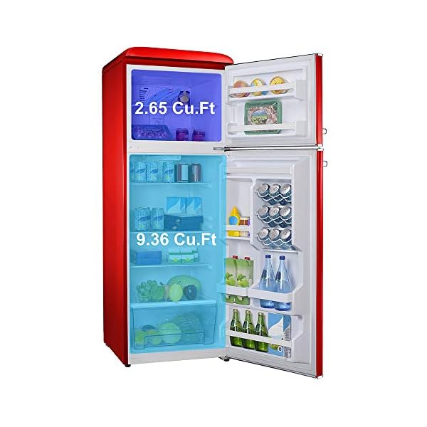 Galanz GLR12TRDEFR Refrigerator, Dual Door Fridge, Adjustable