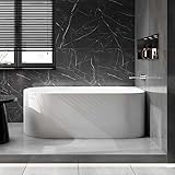 BERNSTEIN® Freistehende Badewanne ONDA CORNER Einbau rechts, Wanne aus Sanitäracryl - 170 x 78 x 58 cm, Acrylwanne in Weiß Glänzend, Standarmatur:Ohne Standarmatur, Siphon:Ohne Siphon