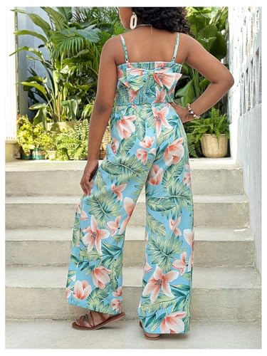 Image of Floerns Girl's 2 Piece Outfit Hawaiian Tropical Crop Cami Tops and Boho Pants Set