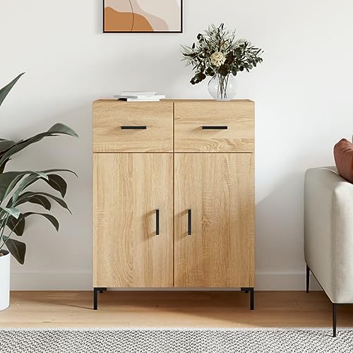 Lalfkkii Aparador armario portaobjetos buffet para salón, dormitorio u oficina, decoración de interiores, diseño simple y práctico, mueble de entrada, roble Sonoma, 69,5 x 34 x 90 cm