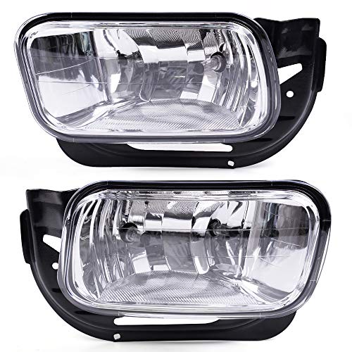 PIT66 Front Bumper Fog Lights Compatible with 2009-2012 Dodge Ram 1500/2010-2018 Dodge Ram 2500 3500 2PCS Front Left & Right Clear Lens CH2594102, CH2595102, 55372734AB